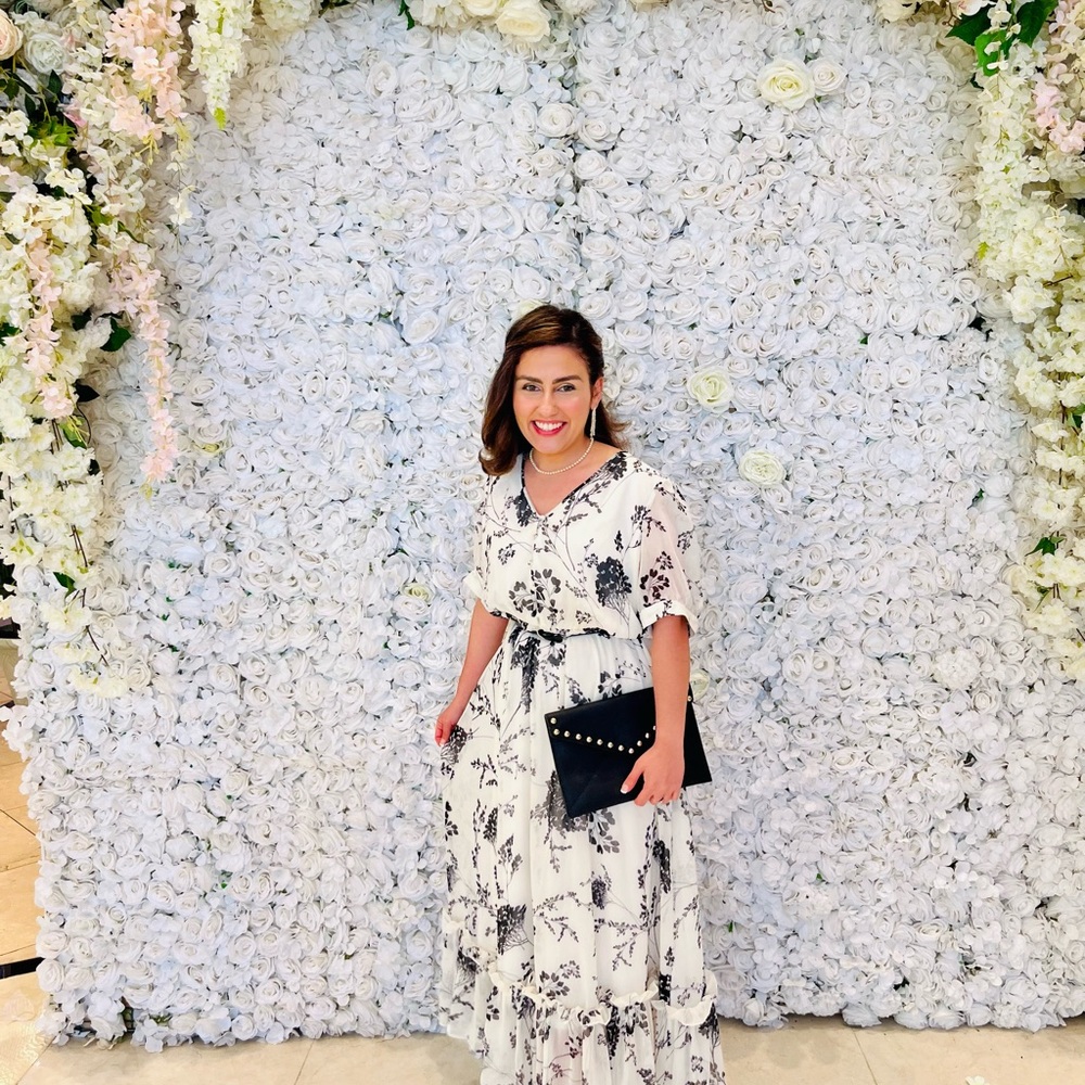 Calvin Klein Black & White Floral Maxi Dress